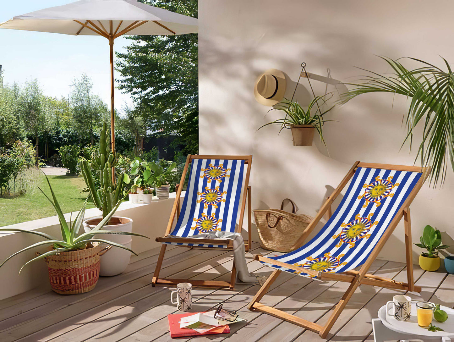 Striped sun lounger