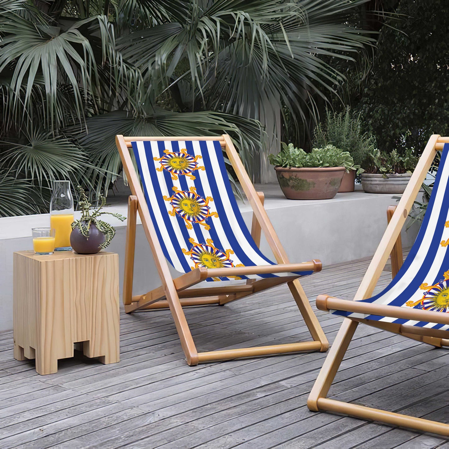Striped sun lounger