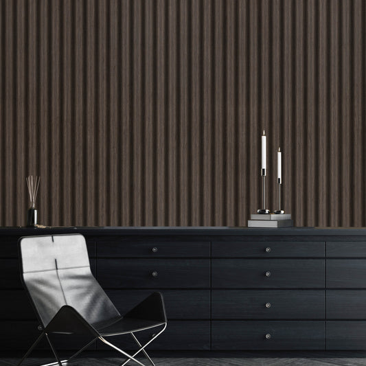 MDF wall panel wave shape in brown, wood effect - APM903