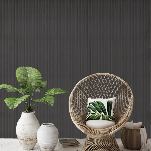 MDF wall panel wave shape in dark gray - APM904 ST